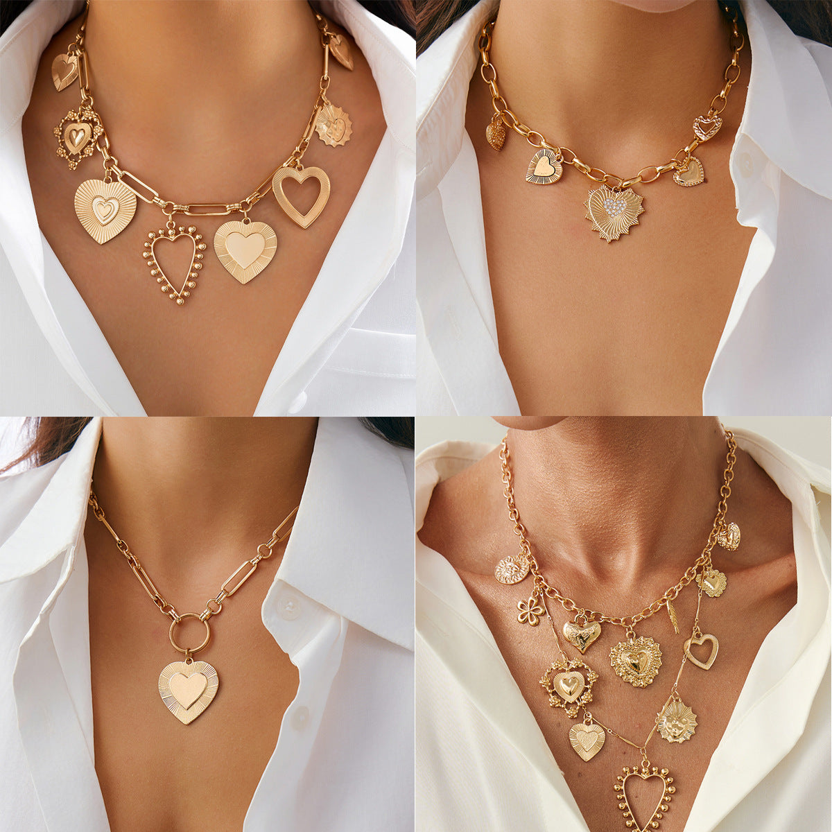 Amora – Elegante Halskette oder Armband mit Herz-Anhängern