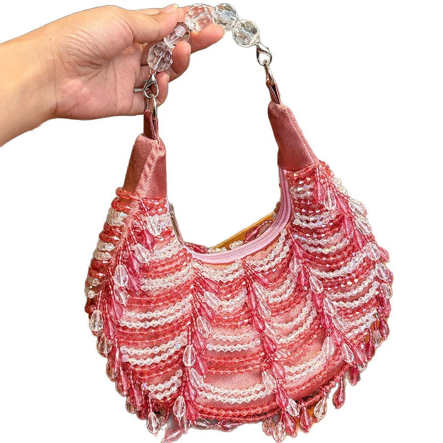 Mei – Handgefertigte Perlen-Handtasche im Wellen-Design