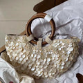 Hand-sewn beaded mother-of-pearl bag, socialite dinner style shell bag, women's hand-held shoulder bag