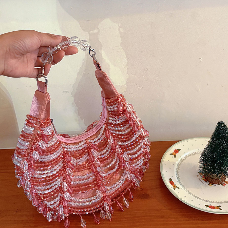Mei – Handgefertigte Perlen-Handtasche im Wellen-Design