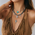 Sari – Mehrlagige Boho-Halskette mit Türkis-Perlen und Anhängern