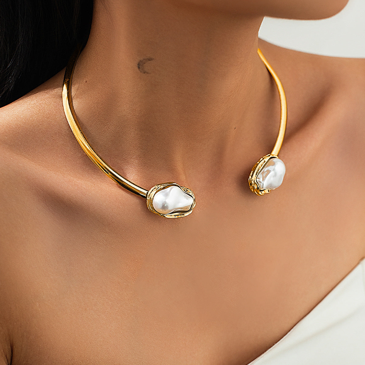 Lyra – Edler Halsreif, Armreif oder Ring mit Barockperlen