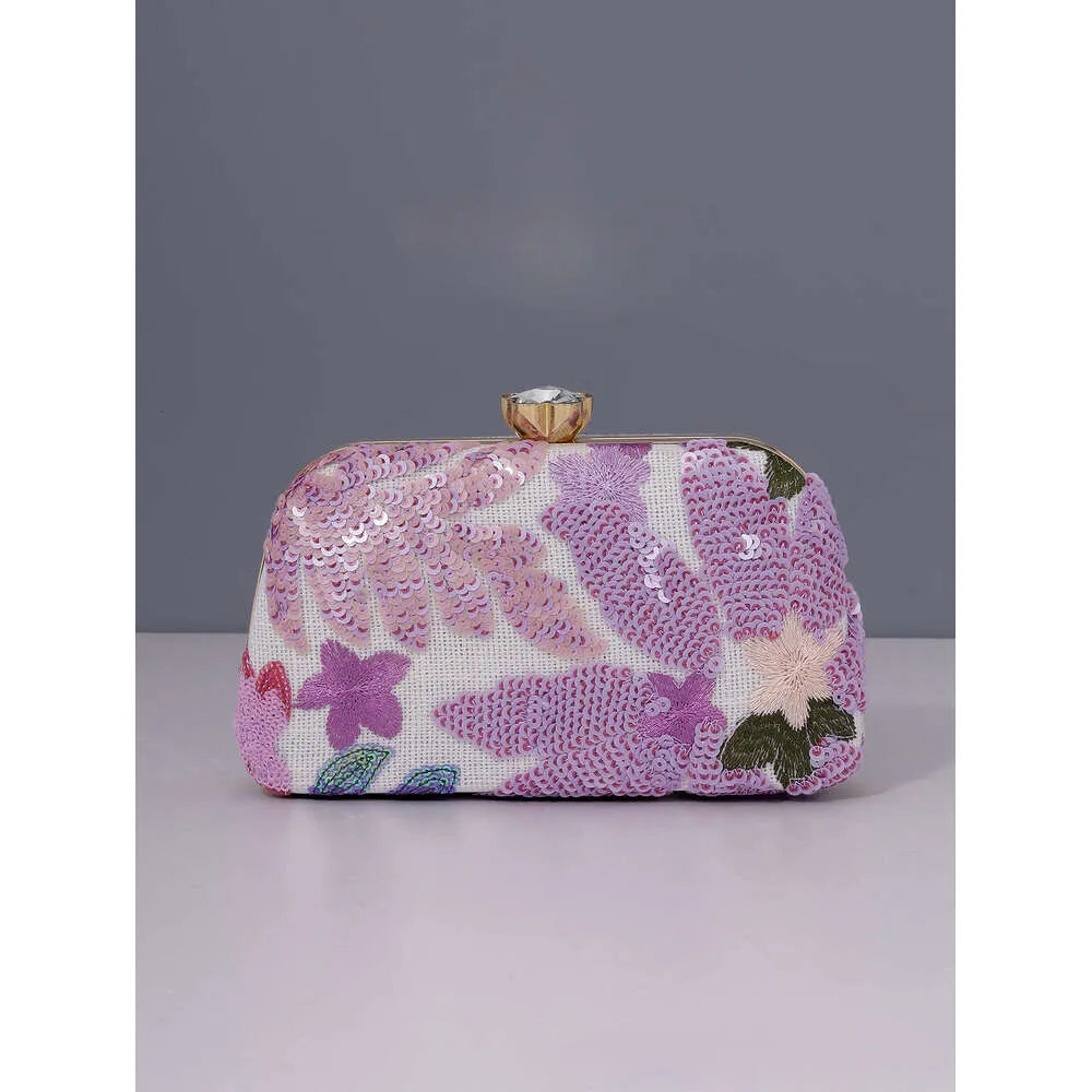 Leona – Bestickte Abendtasche mit Blumen-Muster