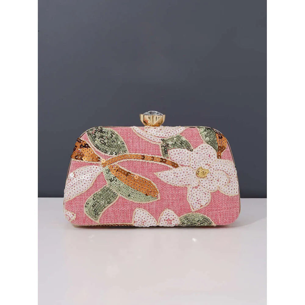 Leona – Bestickte Abendtasche mit Blumen-Muster