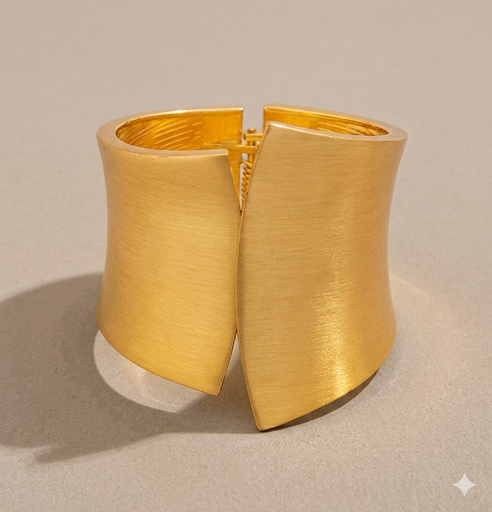 Selena – Markanter Statement-Armreif in mattem Gold-Finish