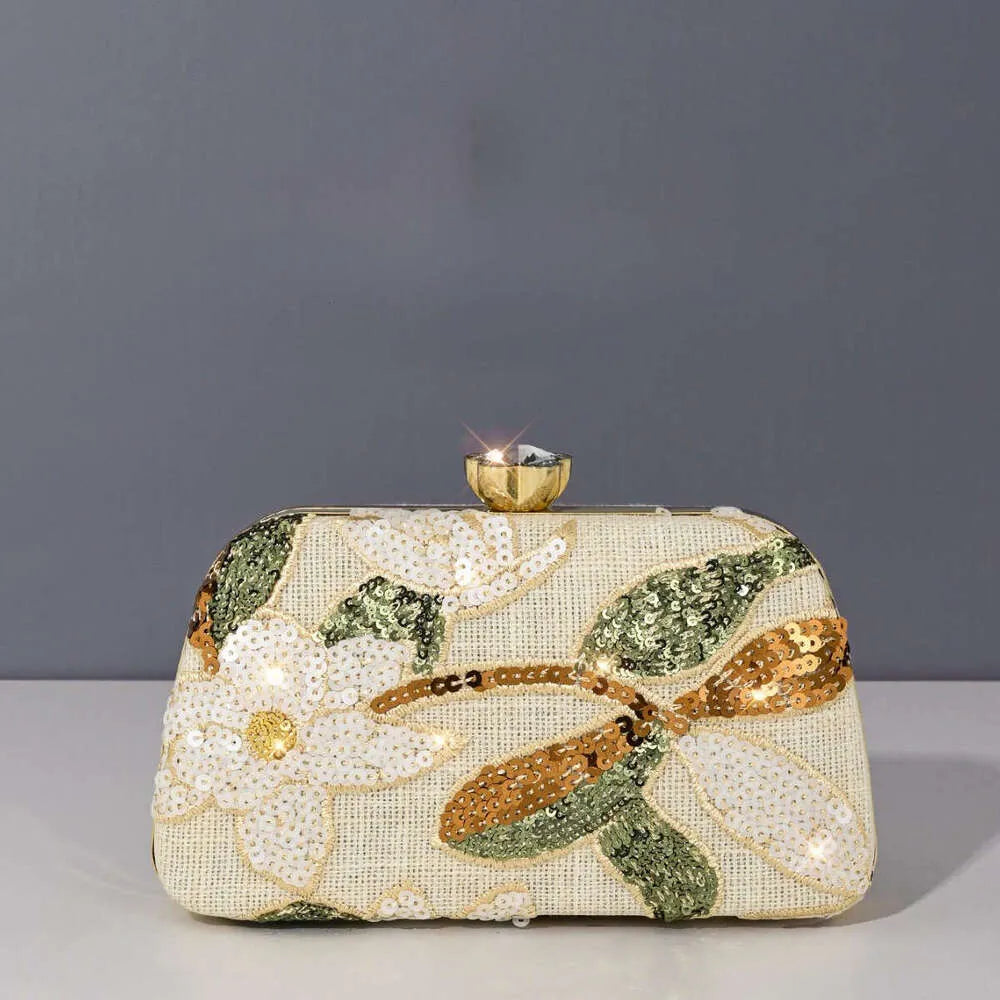 Leona – Bestickte Abendtasche mit Blumen-Muster